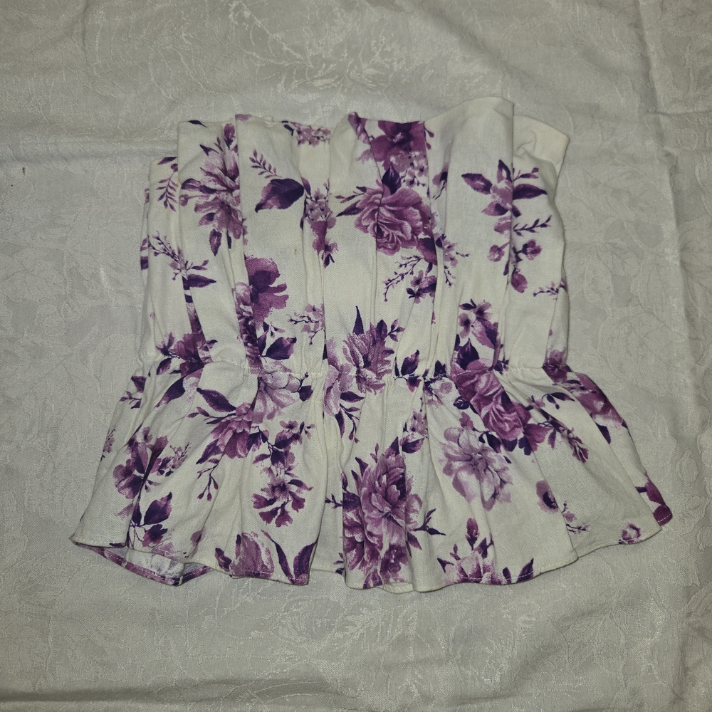 DO+BE Purple Floral Crop Top
